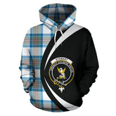 Stewart Muted Blue Tartan Crest Hoodie - Circle Style